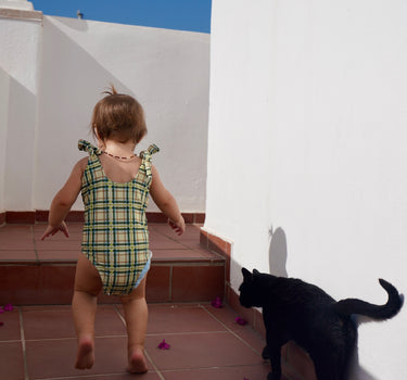 Bébé & Enfant Plaid Vert Maillot Matching